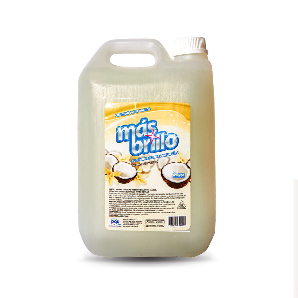 Jabon liquido para manos Coco Vainilla Mas Brillo