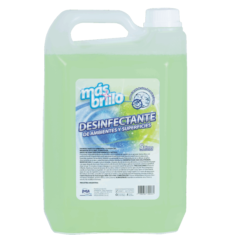 Desinfectante de Ambientes y Superficies 5 Lts