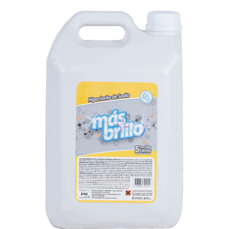 Hipoclorito 5 litros (100gr/ cl)